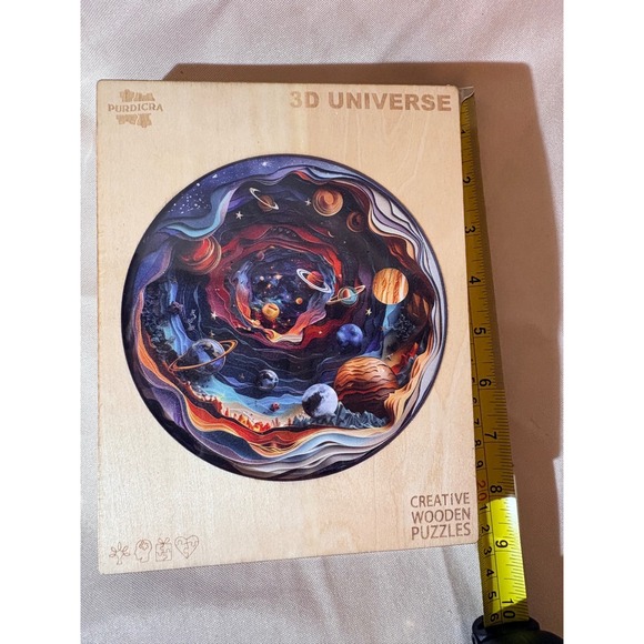 Purdicra Other - Purdicra 3D Universe Creative Wooden Puzzle 200 Pieces Natural Basswood 11.4in